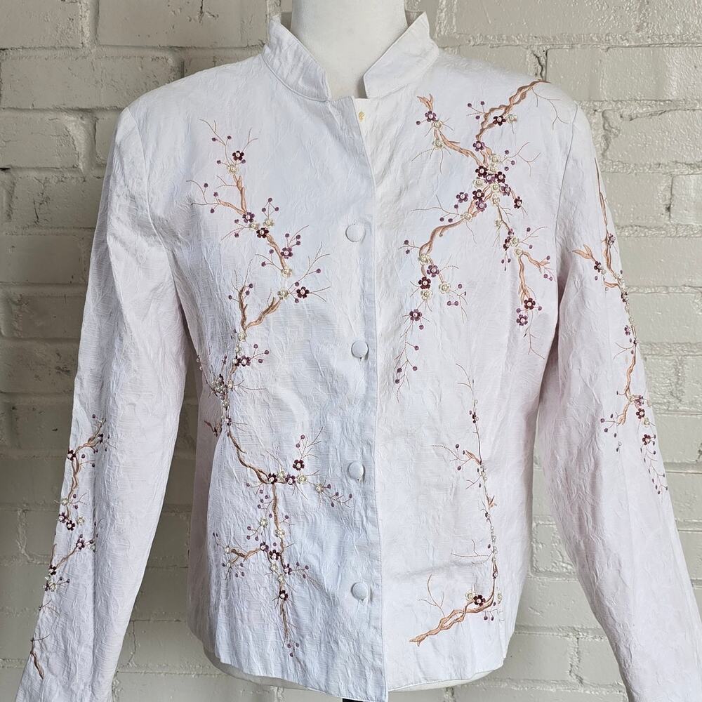 Soft Surroundings Beaded & Embroidered Cottagecore Artsy Cherry Blossom Jacket